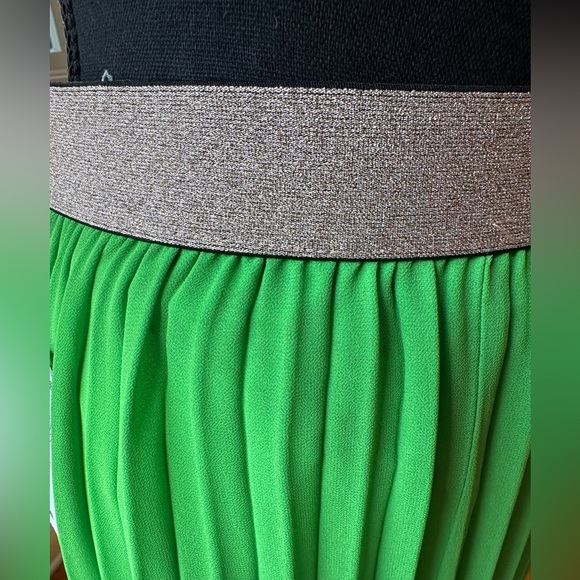 Made in Italy Green pleated skirt with gold elastic waist. One size. New w/tags - Picture 12 of 12